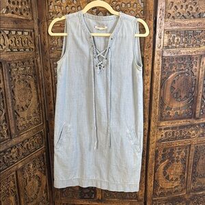 Madewell Light Blue Sleeveless Lace-Up Dress